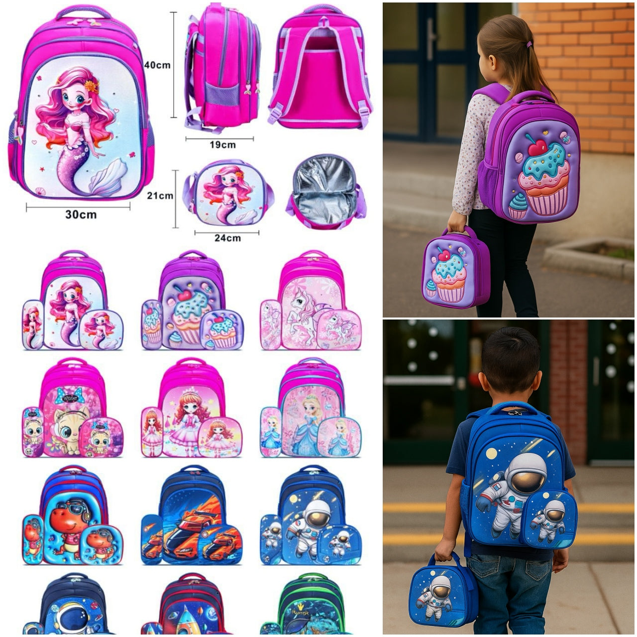 Mochila triple con luz 1642