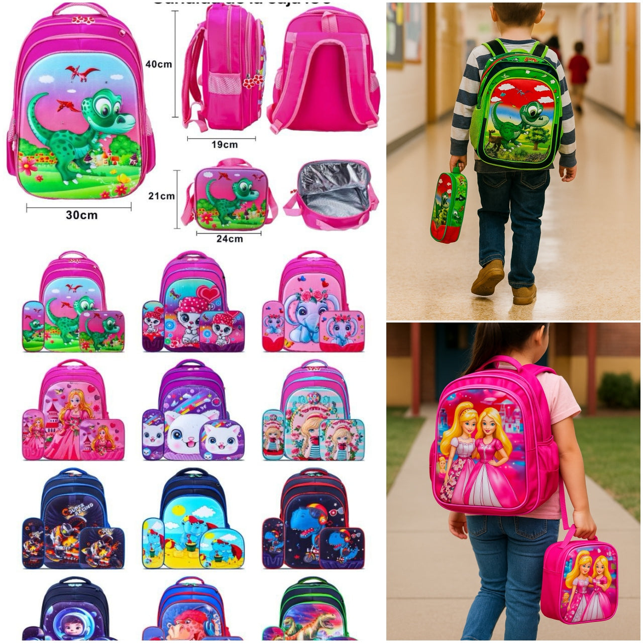 Mochila triple con luz 1624#