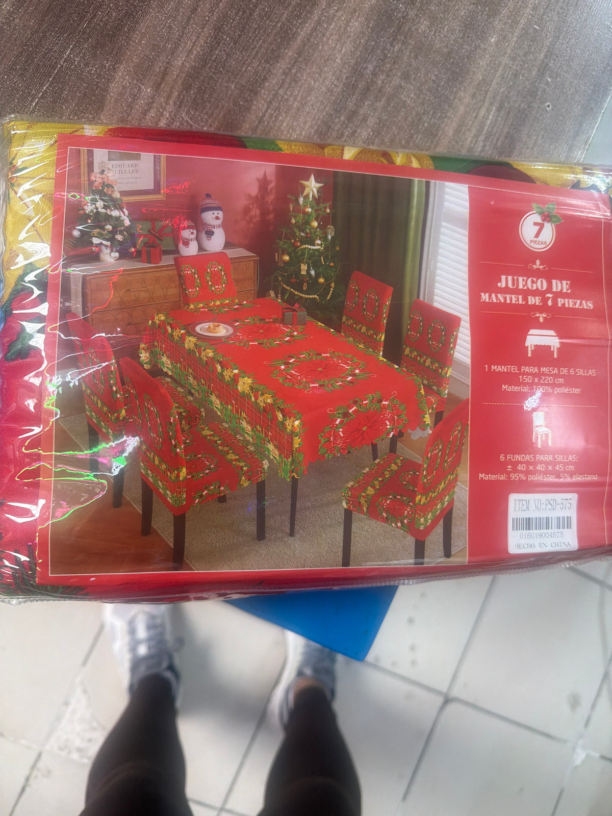 Juego de funda con mantel navidad.