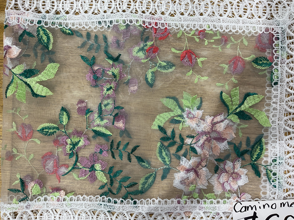 Camino De Mesa Trasparente Flor. 40x90