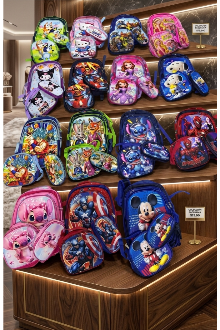 Mochila personaje trio