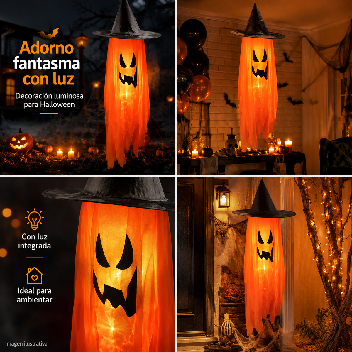 Adorno Fantasma Con Luz