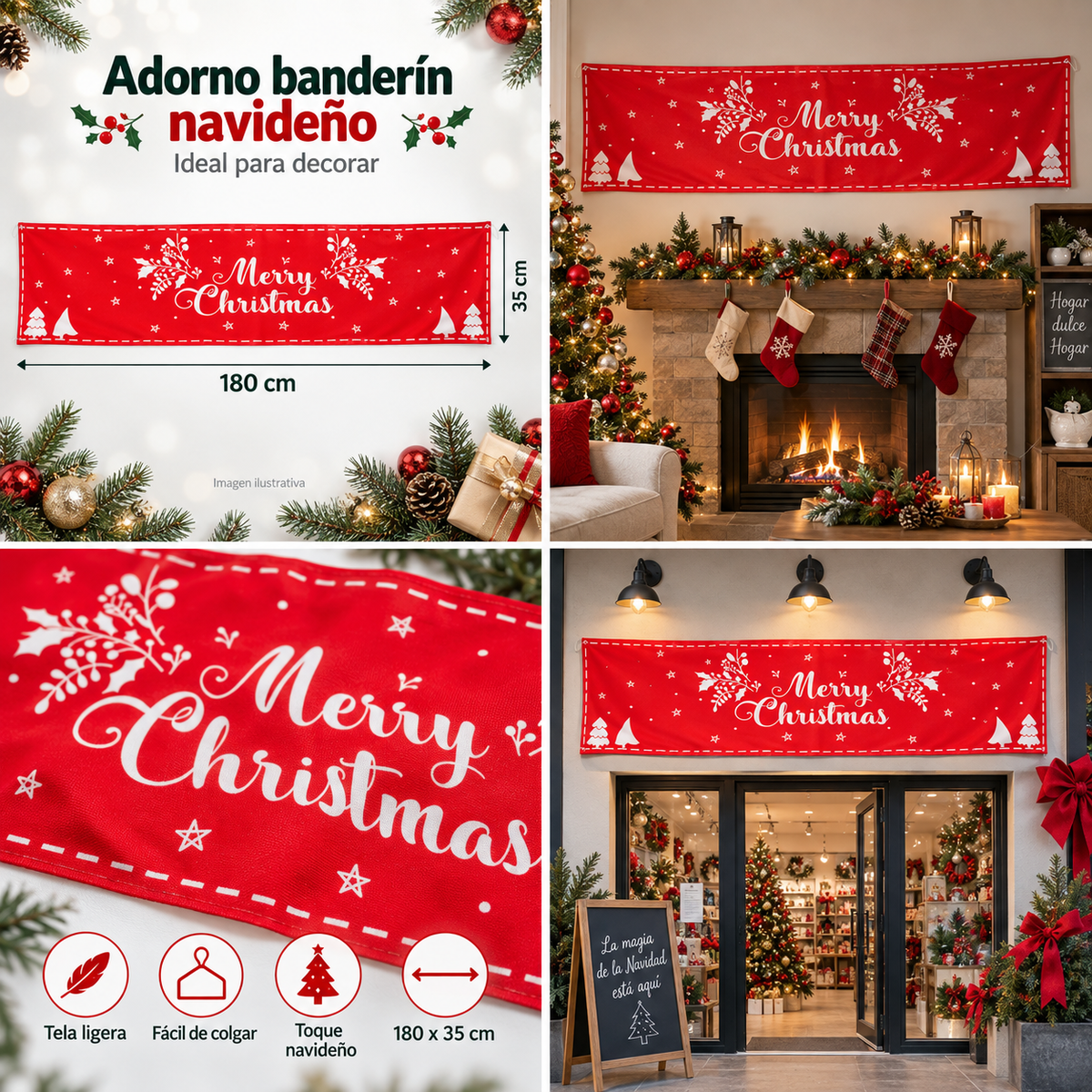 Adorno Banderín Navidad.
