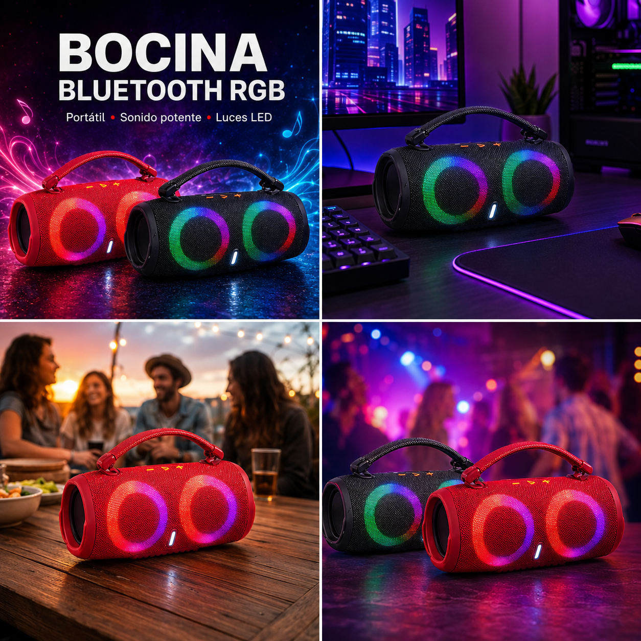 BOCINA CON DOBLE LUZ RGB BS-LC6