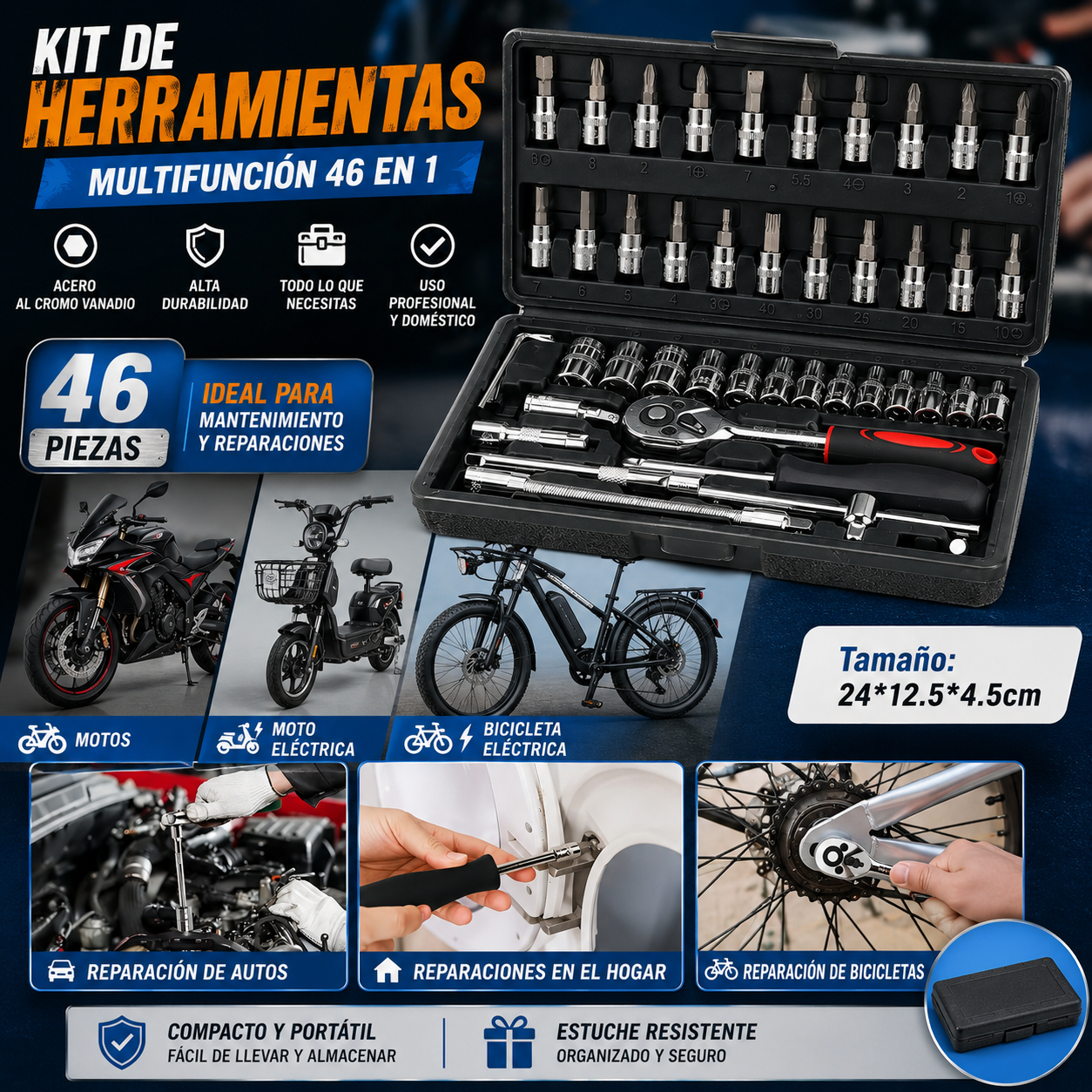 SET HERRAMIENTA DADOS 46 PIEZAS (MOREKA)