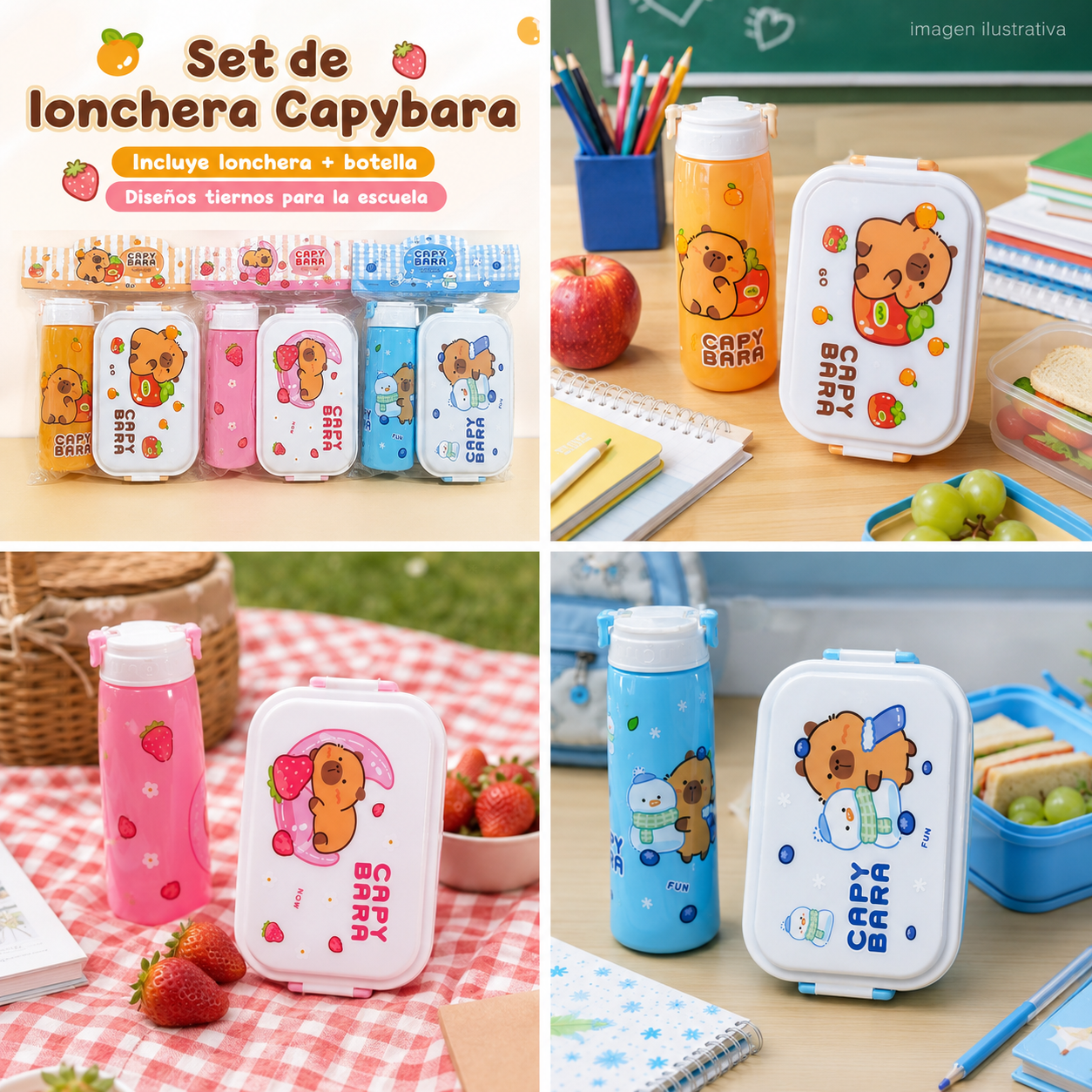LUCH TOPER Y VASO CAPIBARA