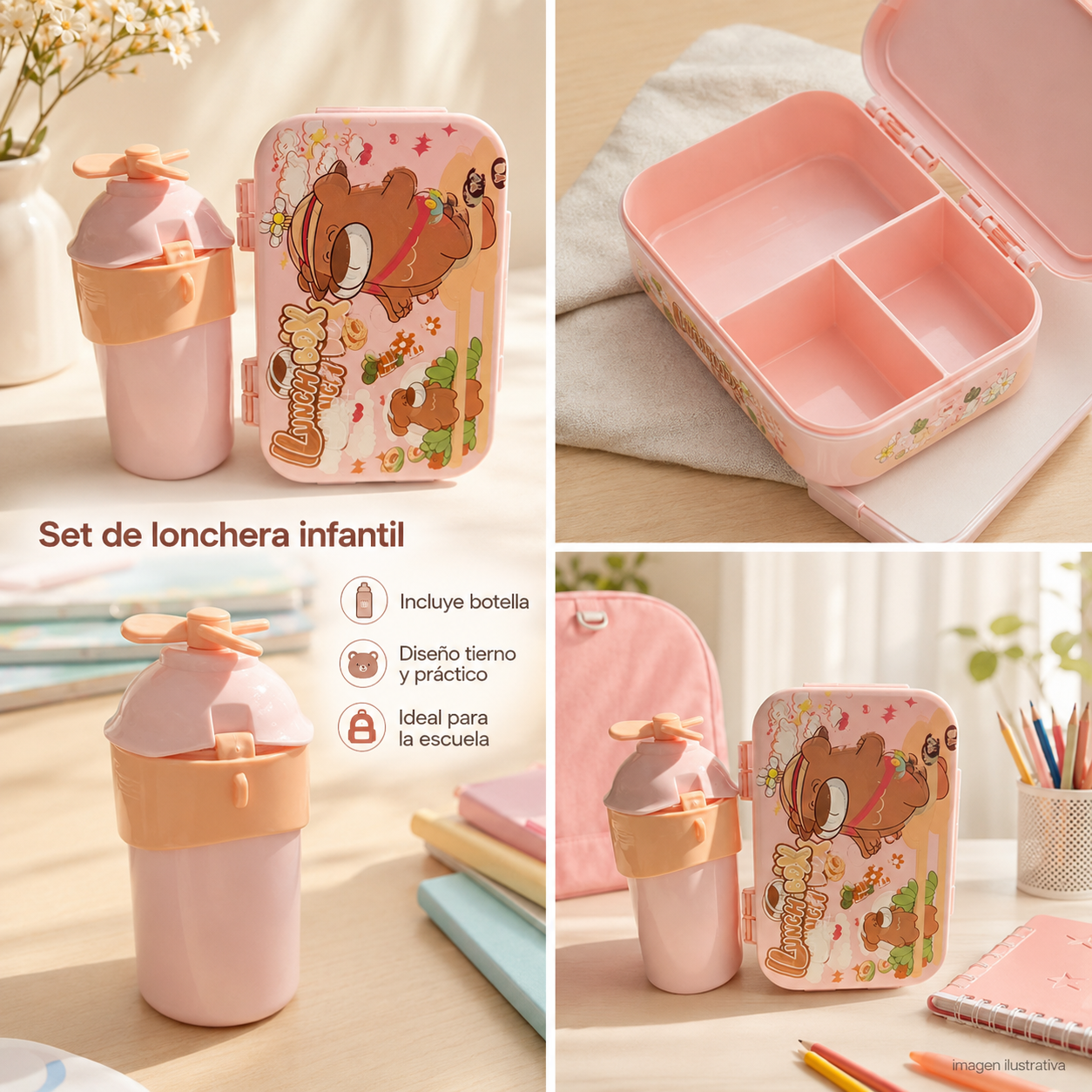 LUCH BOX TOPER Y VASO CON HELICES