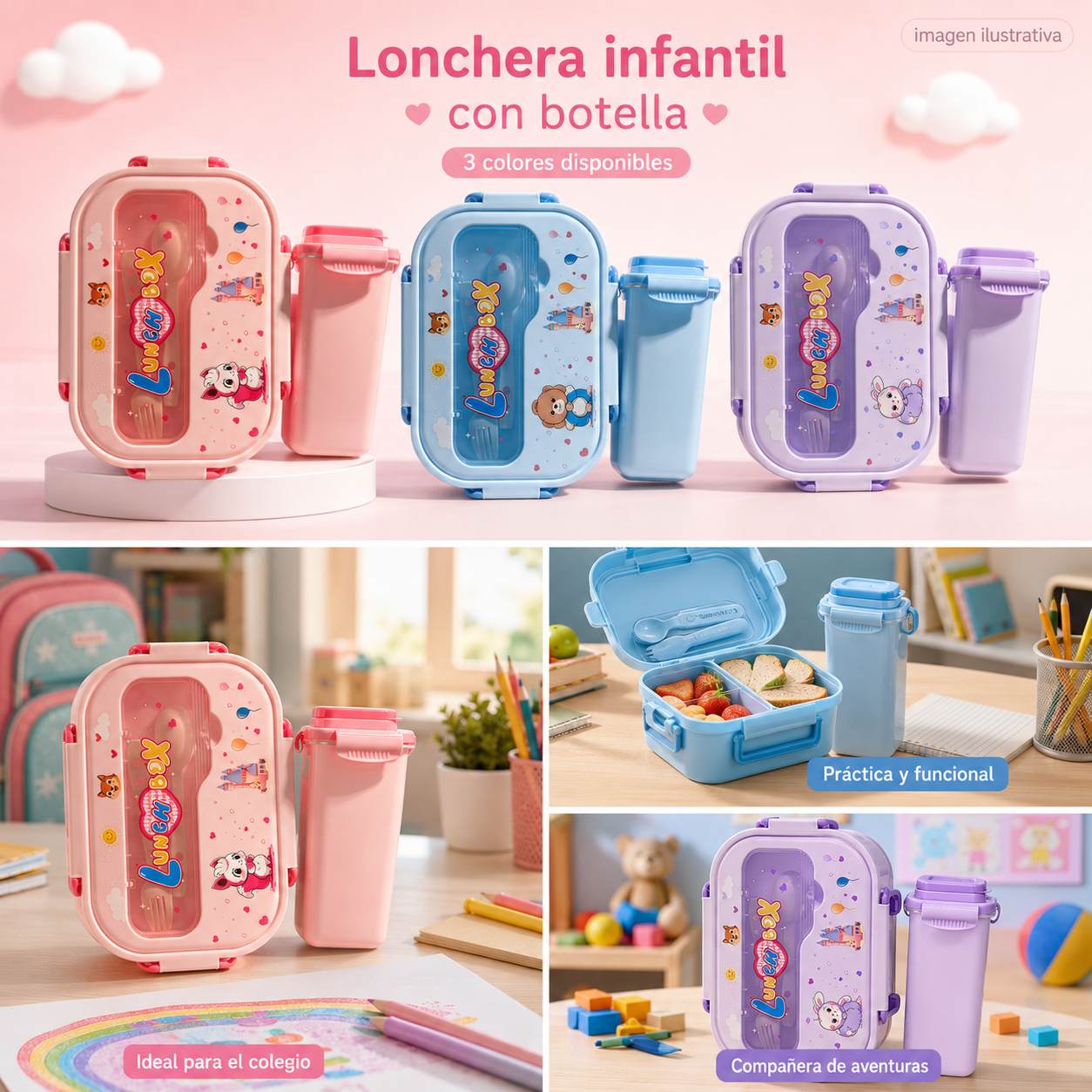 LUCH TOPER Y VASO UNICORNIO