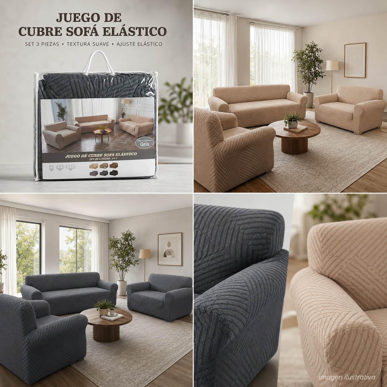 juego de cubre sillón 3 pz