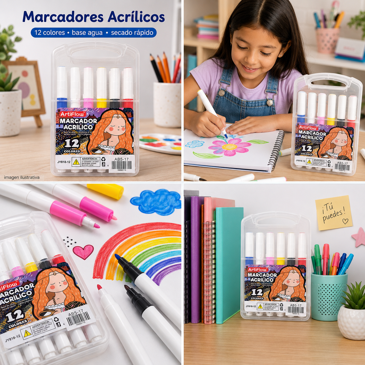 Marcador acrílico 12ps