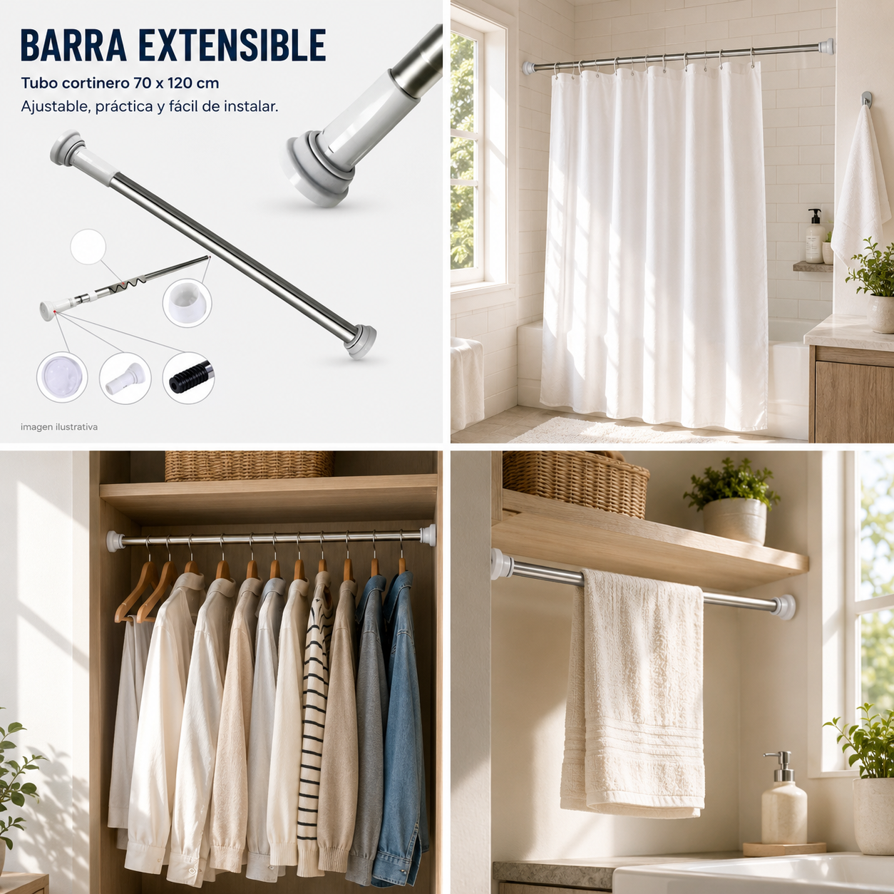 Tubo cortinero 70x120