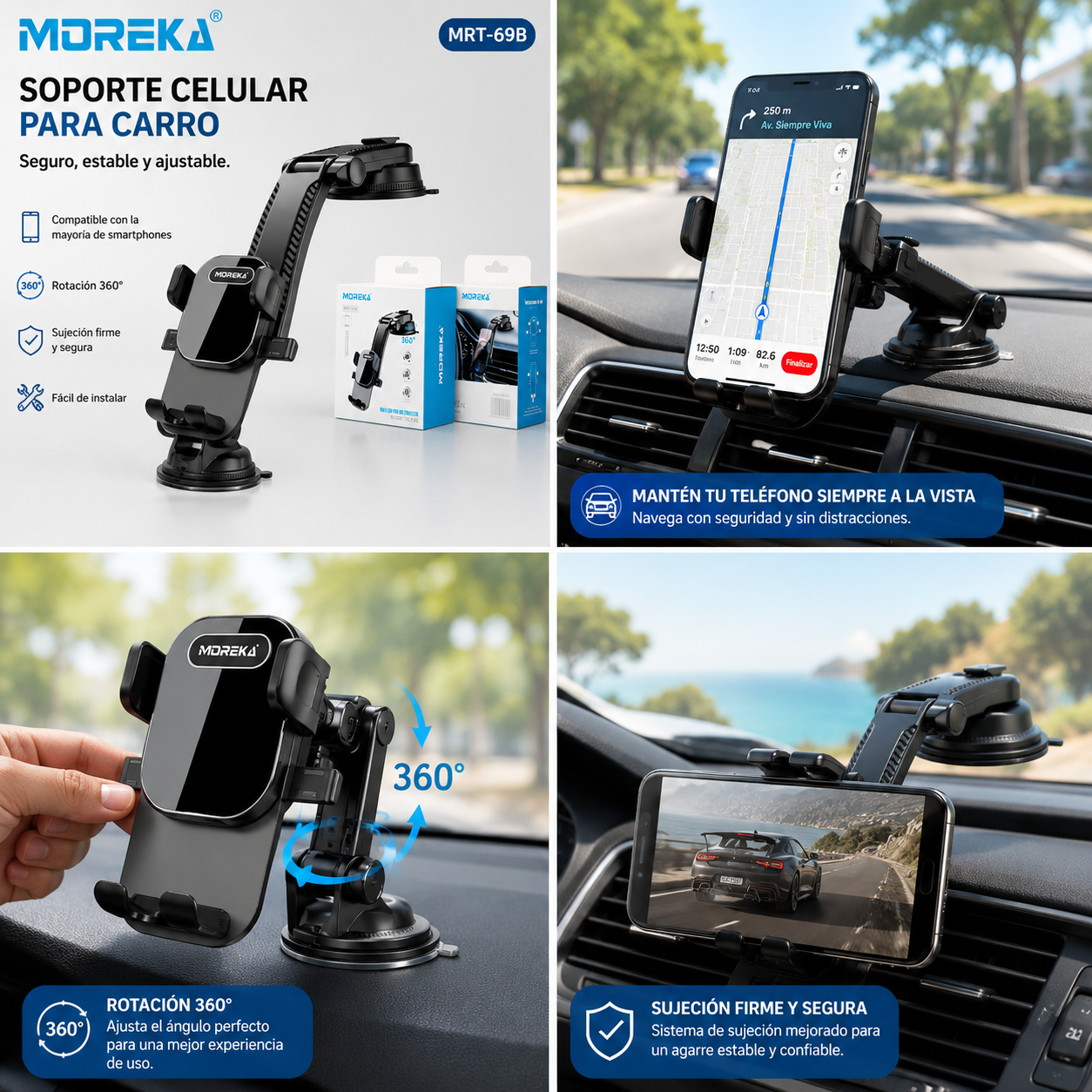 SOPORTE PARA TELÉFONO AUTO  MRT-69B MOREKA