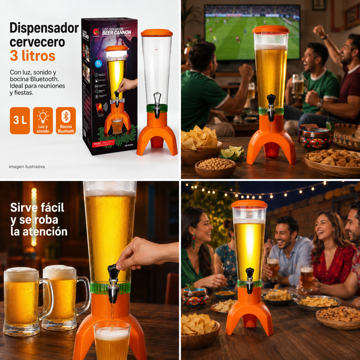DISPENSADOR DE CERVEZA CON BOCINA INTEGRADA