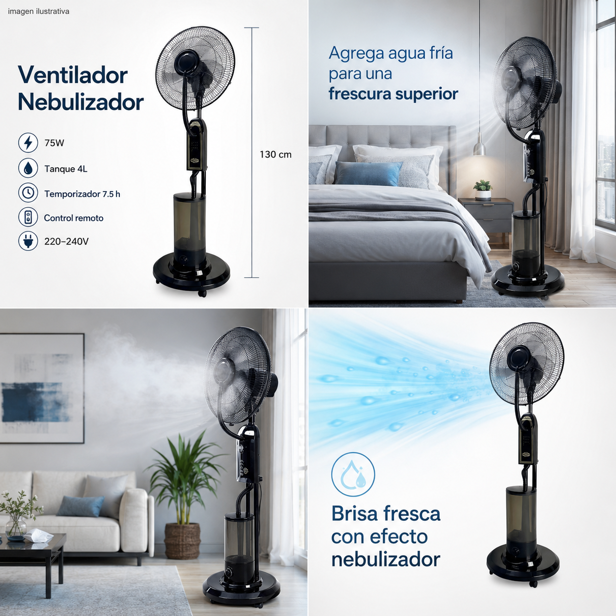 VENTILADOR DE 16 PULGADAS NEBULIZADOR 4L