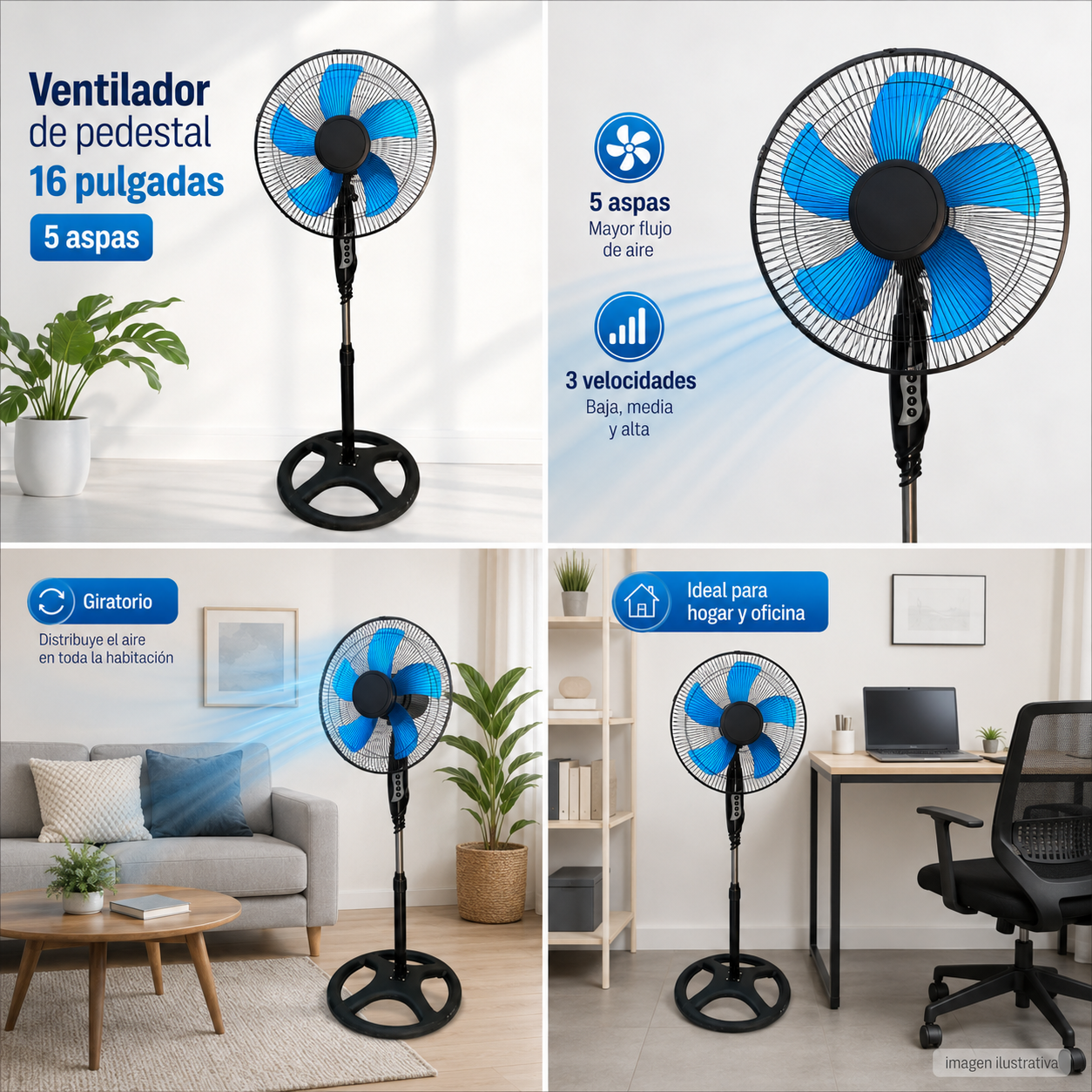 VENTILADOR 5 ASPAS 16 PULGADAS