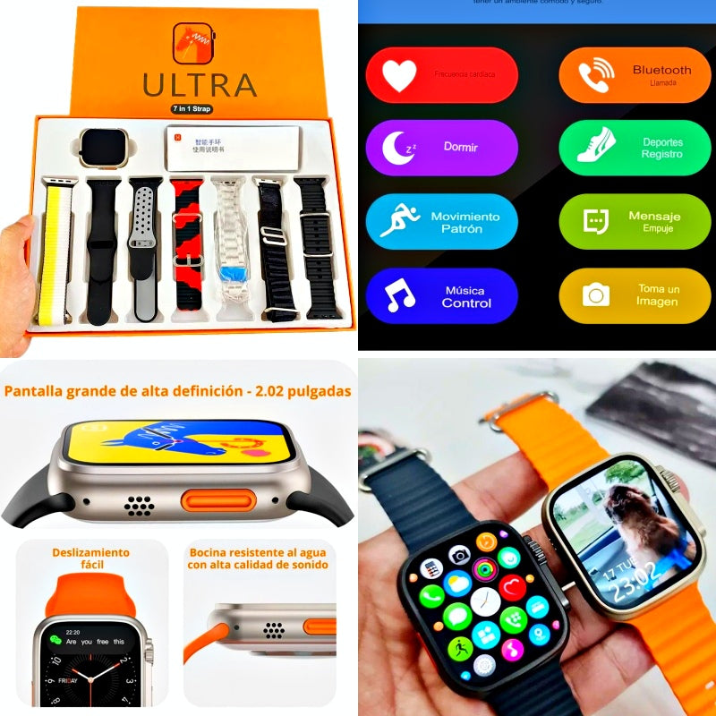 RELOJ INTELIGENTE ULTRA 7 CORREAS