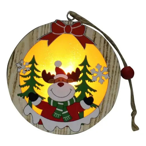 Esfera madera con luz decorada