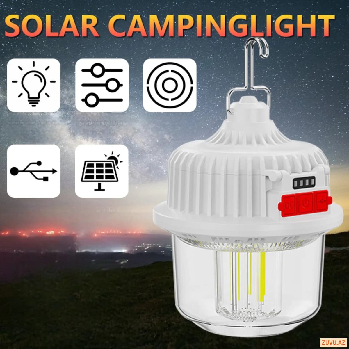 FOCO RECARGABLE CON PANEL SOLAR