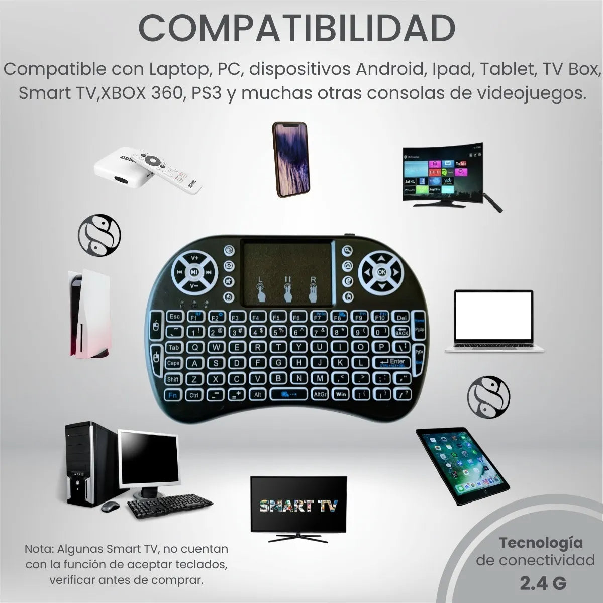 MINI TECLADO INALÁMBRICO CON TOUCHPAD BACKLIT