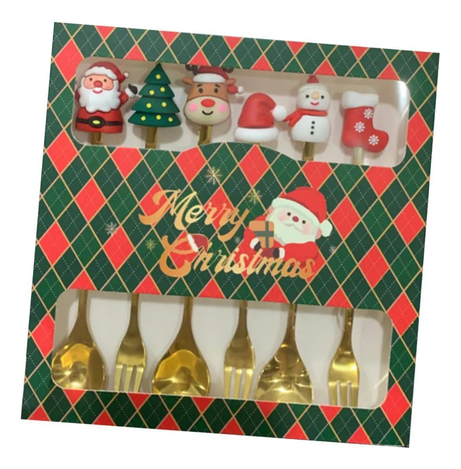 Set de 6 cubiertos navideños