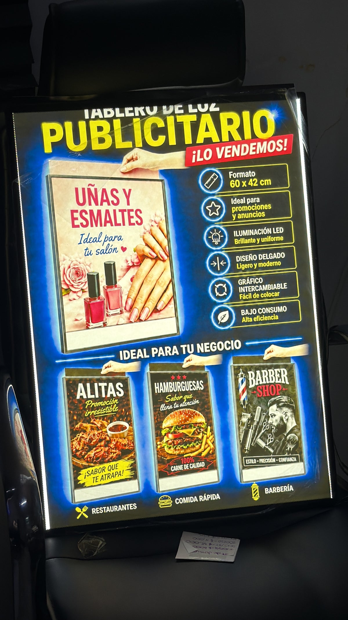 Tablero publicitario de Luz led