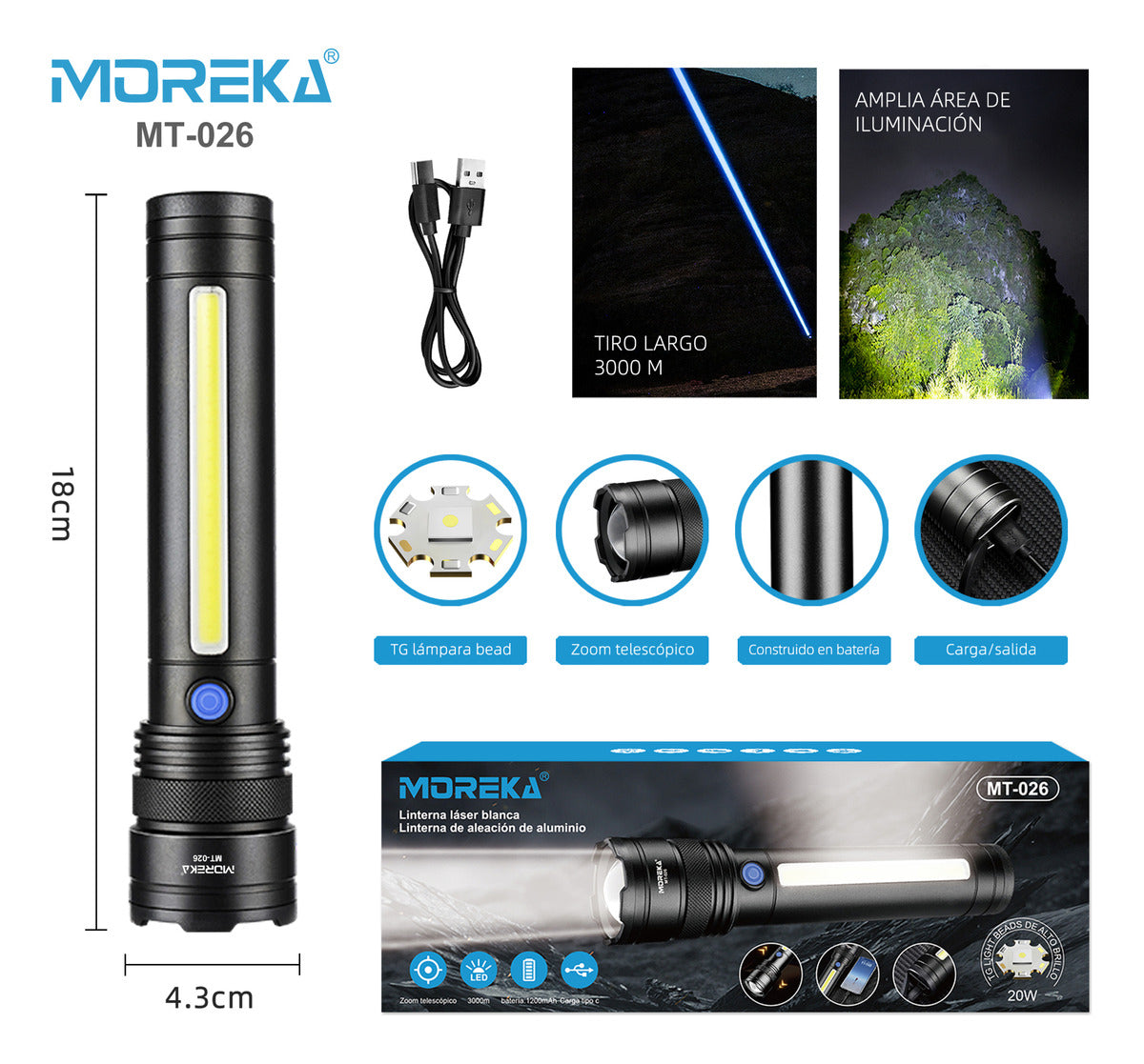 LINTERNA DE MANO MOREKA MT-026