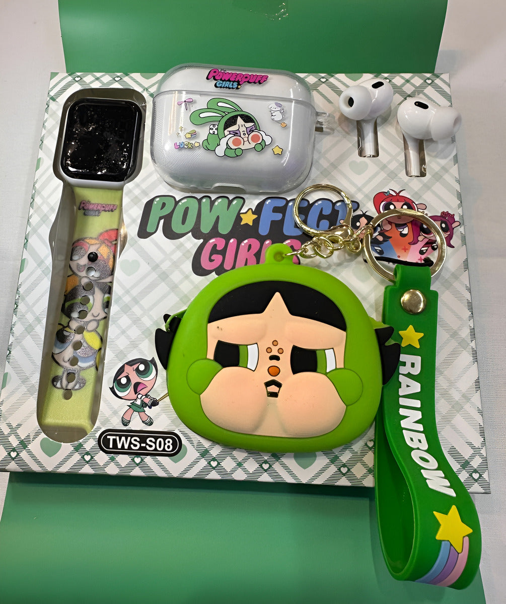 SET AUDIFONOS + PROTECTOR + RELOJ NIÑA