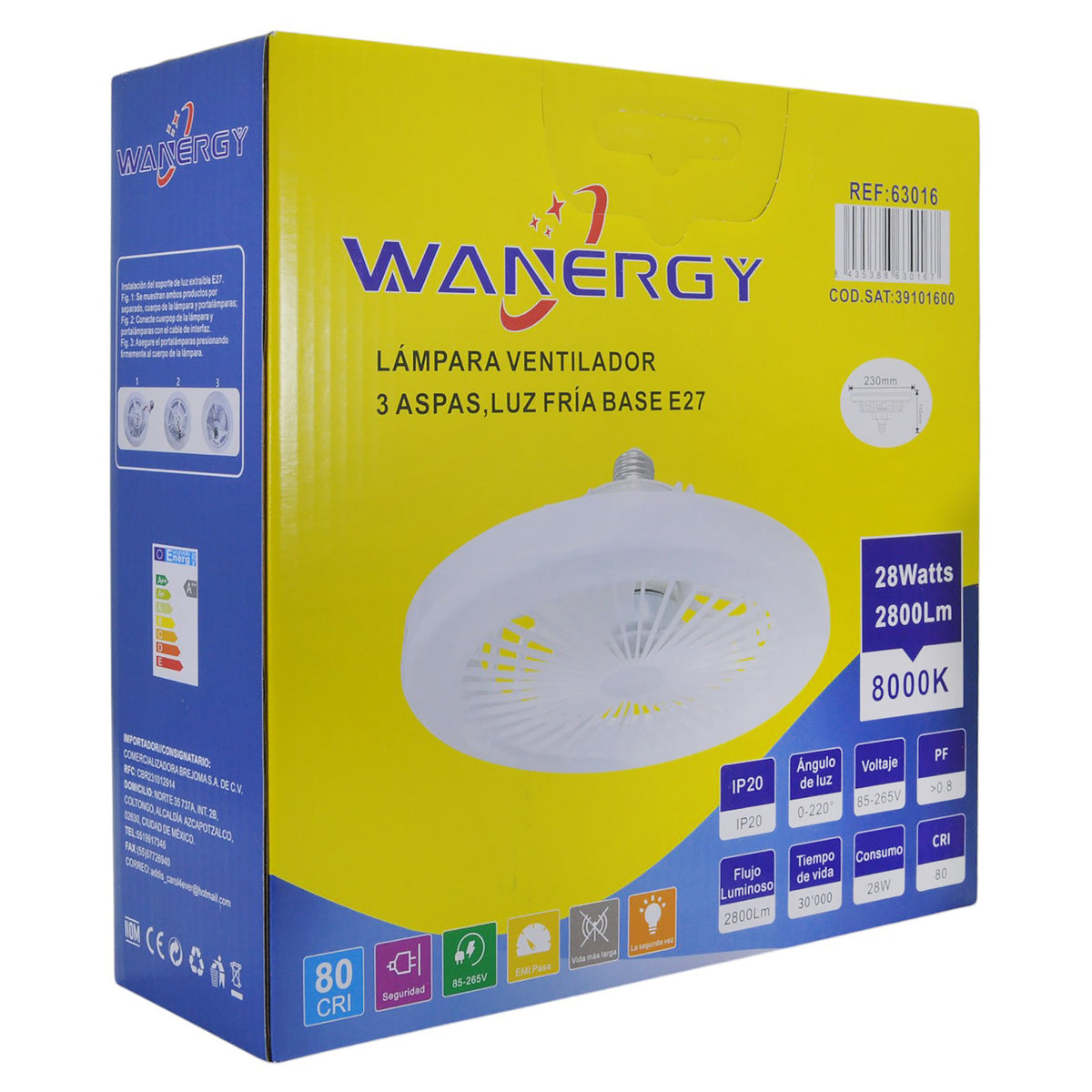 FOCO VENTILADOR 28W WANERGY 3016