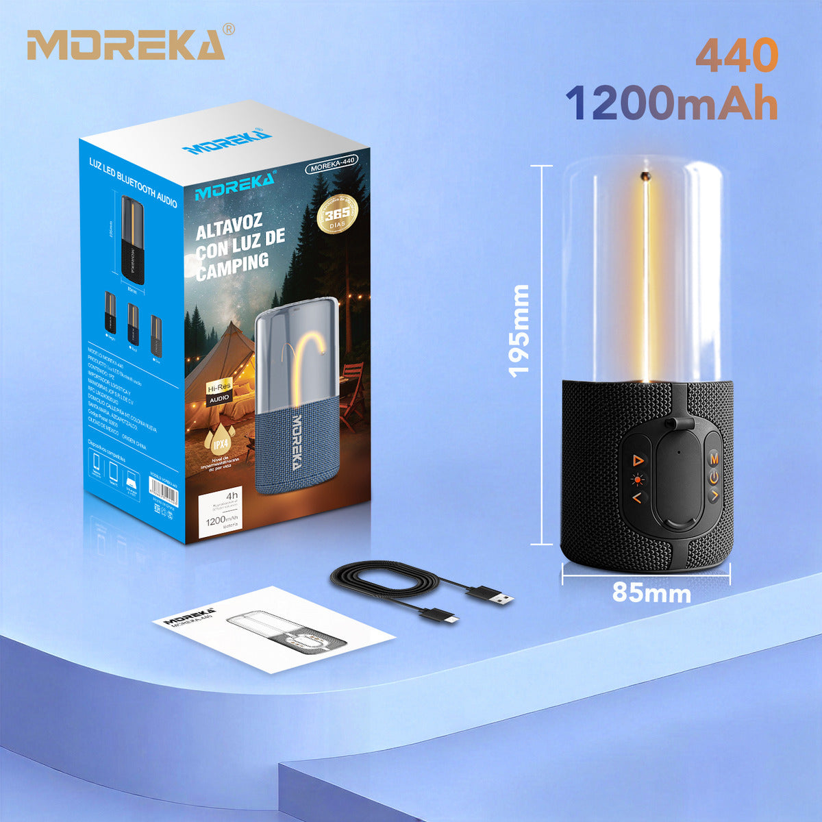 BOCINA CON LUZ CÁLIDA MOREKA 440