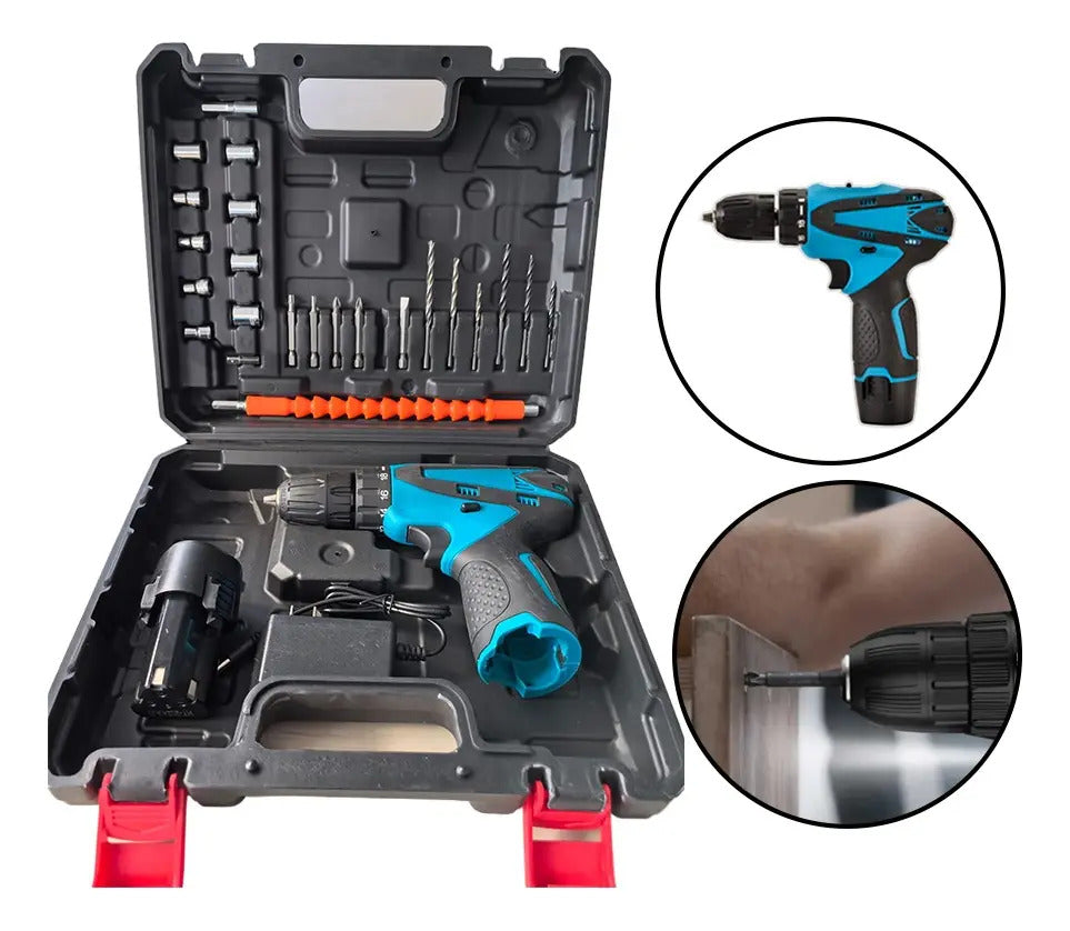 TALADRO CON 2 BATERÍAS TRIANFULARES RECARGABLES