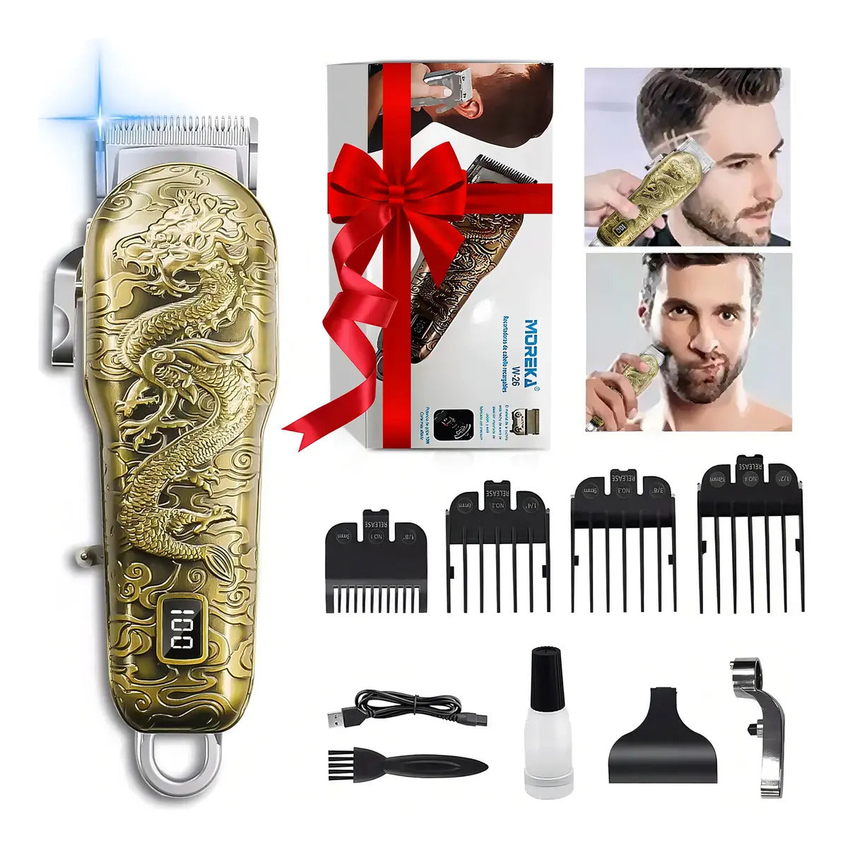 Afeitadora Eléctrica Moreka Cortadora De Pelo Profesional Afeitadora De Nariz Recargable Para Hombres W-26 Gold Eléctrica Color Oro