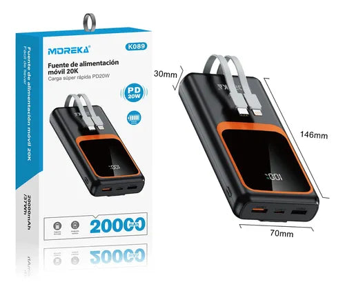 POWER BANK MOREKA BATERIA RESPALDO K089