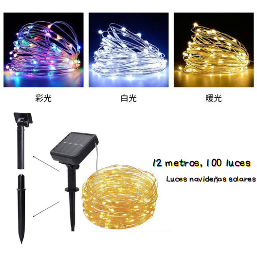 Serie solar LED LU3221, panel solar, 12 metros y colores disponibles