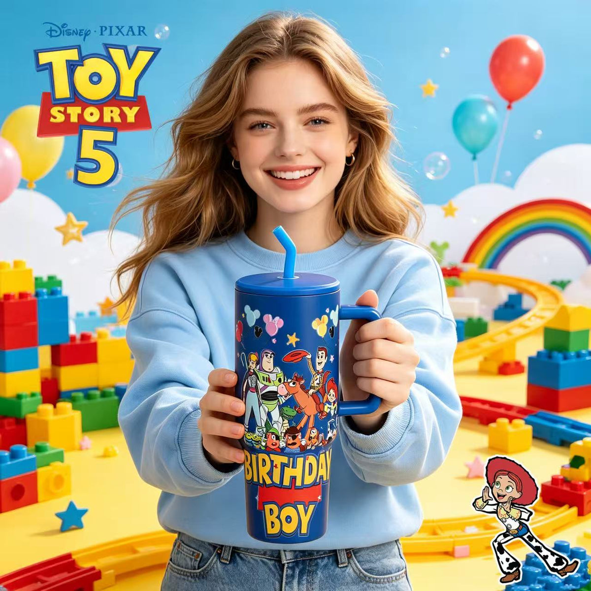 Vaso de acero inoxidable con popote Toy Story y Spider-Man de 40 oz LU99398, imagen 1