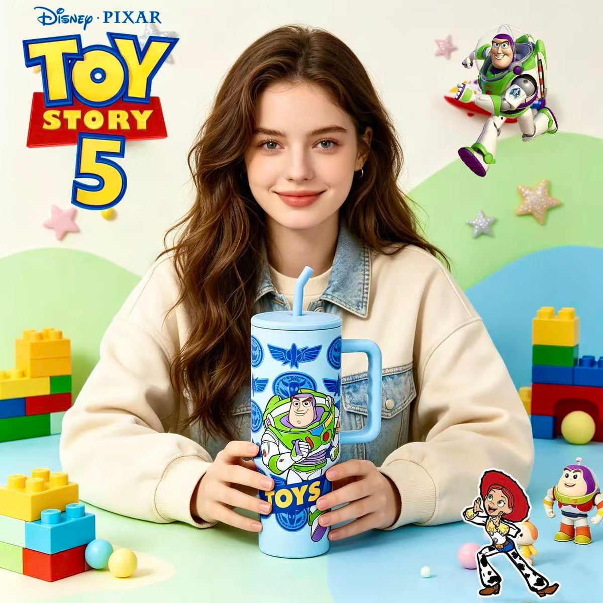 Vaso de acero inoxidable con popote Toy Story y Spider-Man de 40 oz LU99398, imagen 2