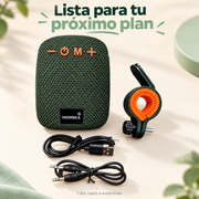 Bocina MOREKA-405 con soporte desmontable, cable de carga y cable auxiliar; color sujeto a existencias