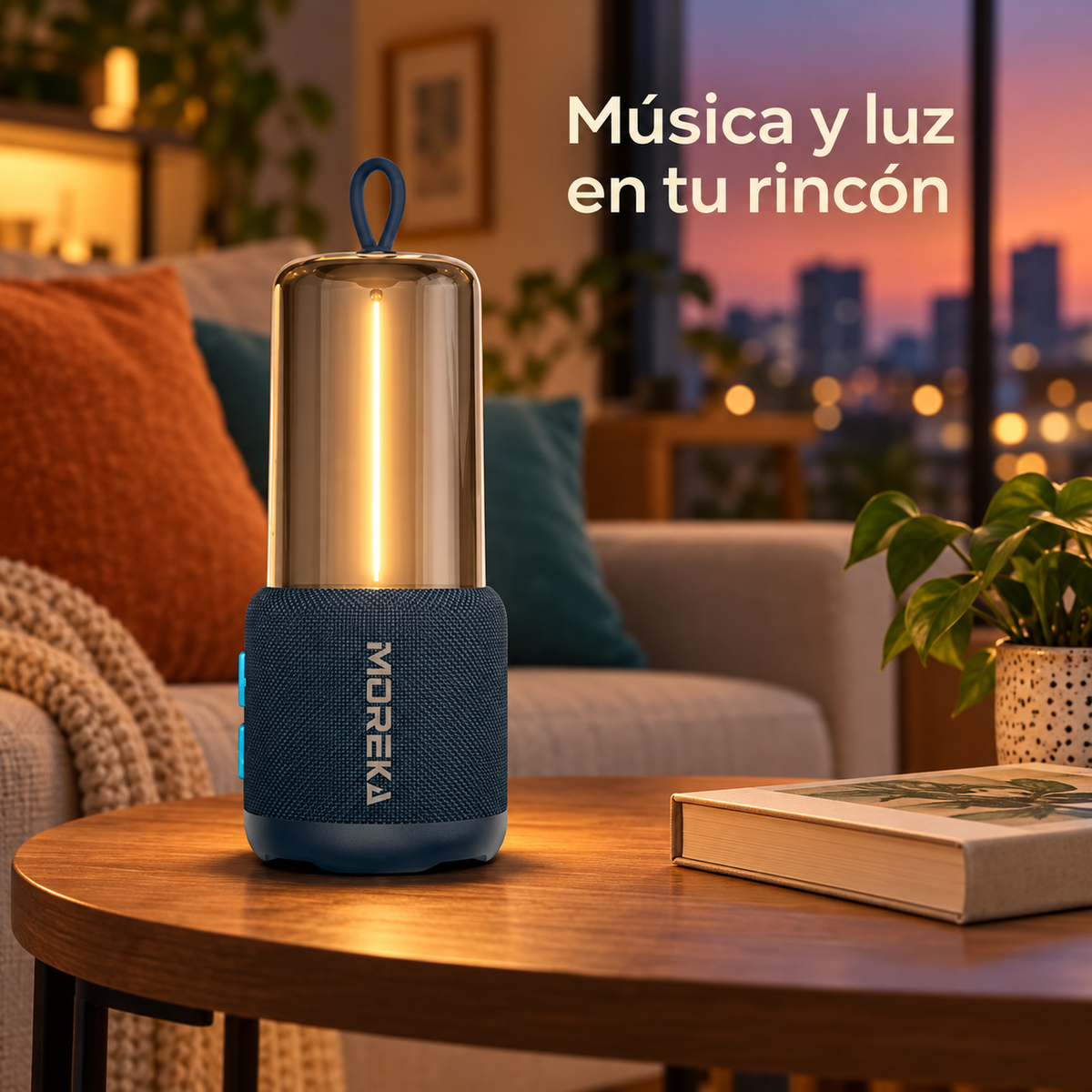 Bocina con lámpara MOREKA-441 en una mesa de sala