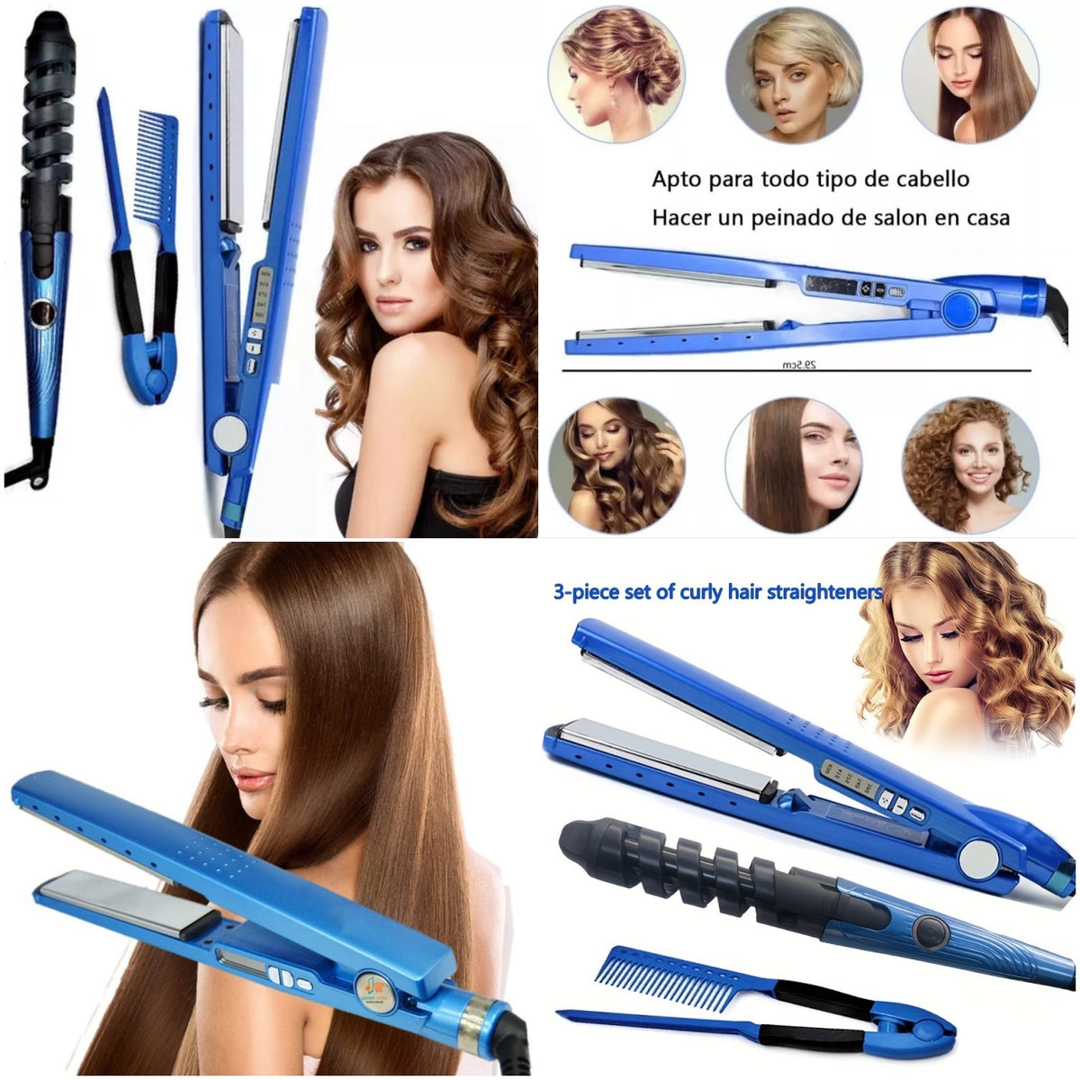 SET TRIO DE RIZADOR Y PLANCHA