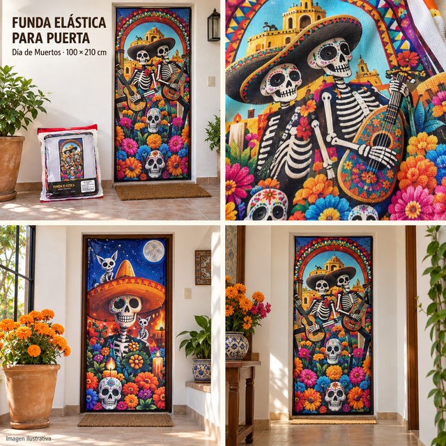 Funda  PUERTA elástica día de muertos