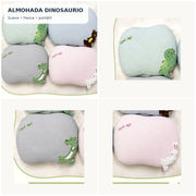 Almohada dinosaurio T-30932 en collage de cuatro vistas