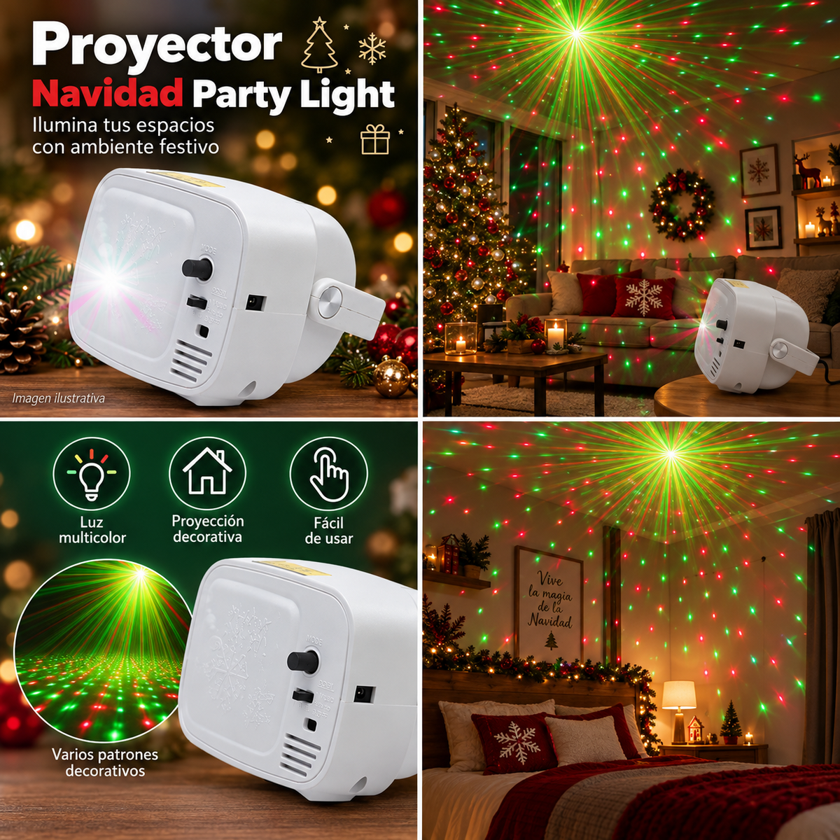 PROYECTOR CUADRADO NAVIDAD PARTY LIGHT