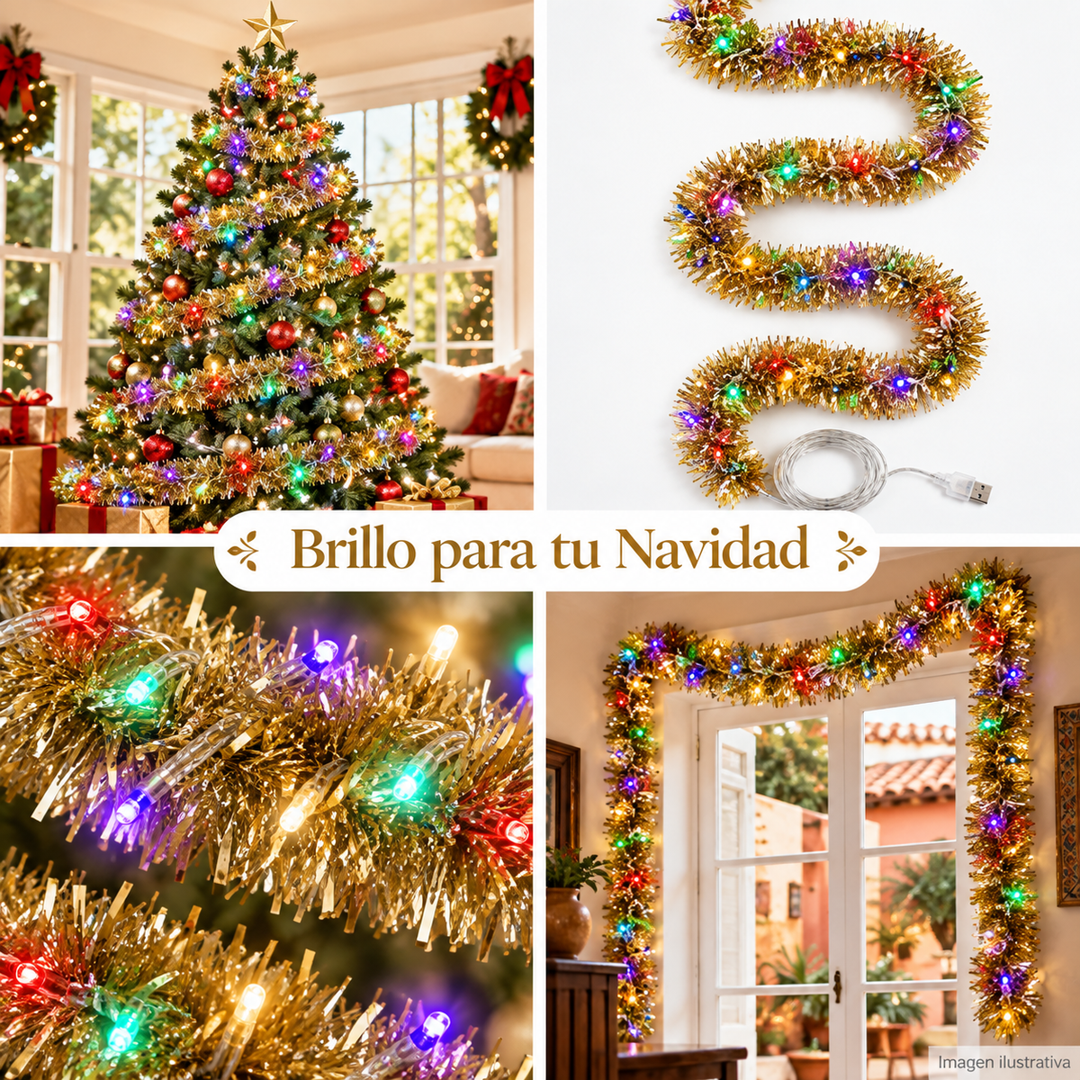 Guirnalda navideña USB de 5 m con 50 luces