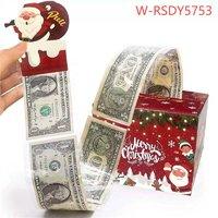 Cajita sorpresa navideña para regalar dinero W-RSDY5753. Foto original del catálogo; billetes ilustrativos.