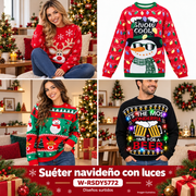 Suéter navideño con luces — diseños surtidos — Imagen ilustrativa