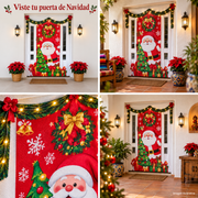 Funda elástica navideña para puerta con luces