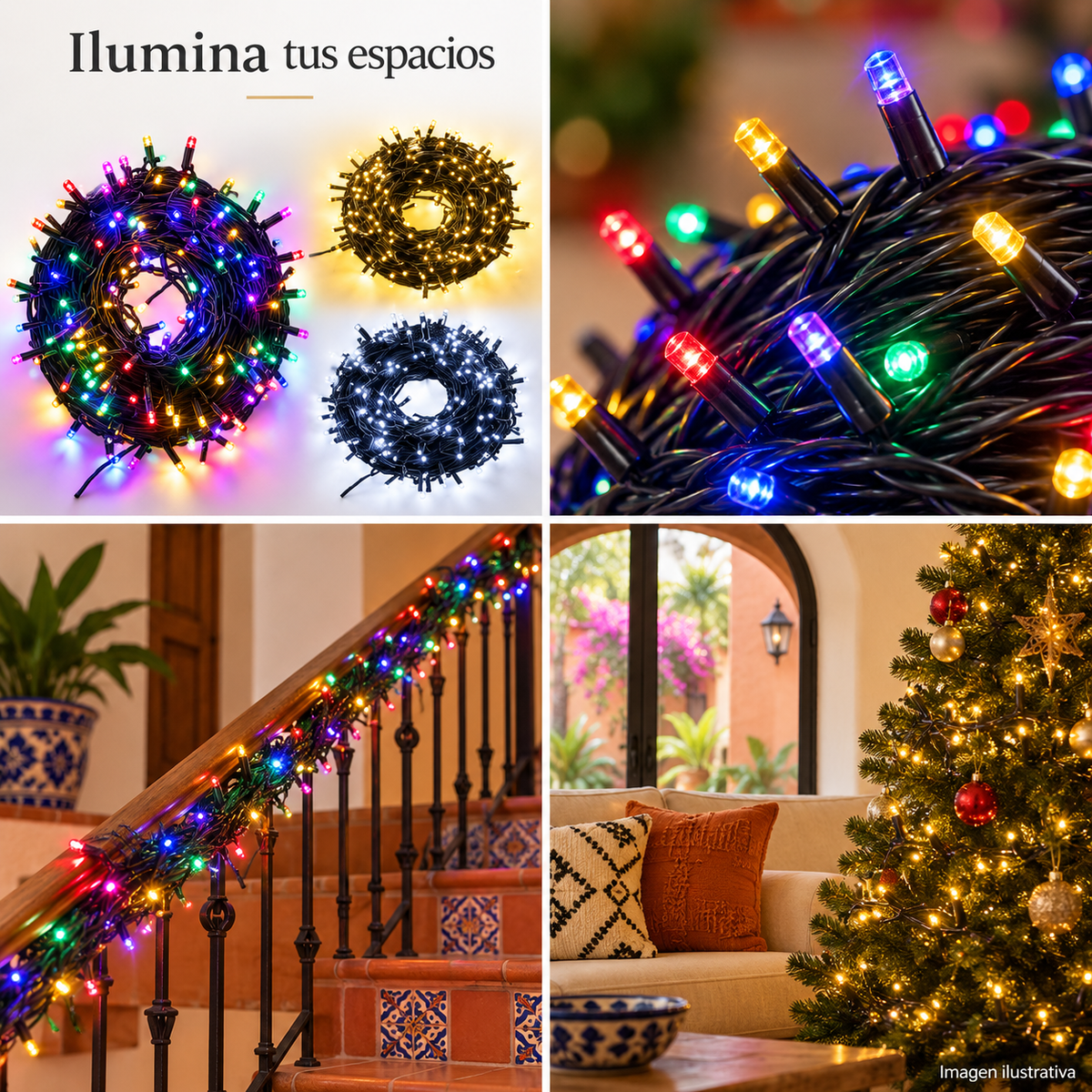 Serie LED de 20 m con 200 luces y 8 funciones
