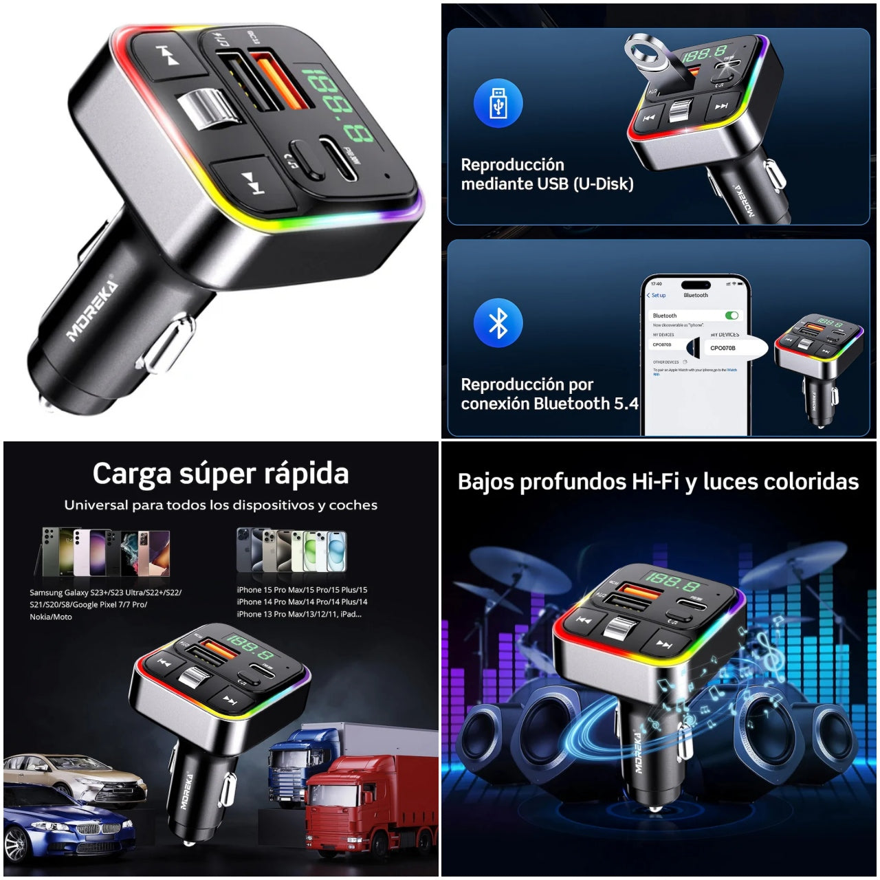 ADAPTADOR MP3 PARA EL AUTO MOREKA CP0070B