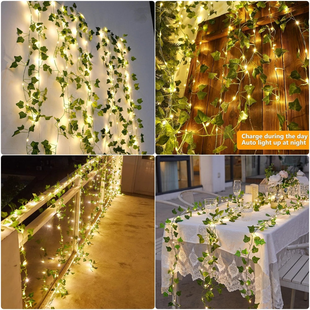 TIRA DE LUZ CON HOJAS 2 METROS