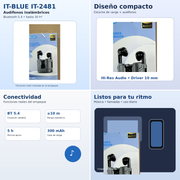 Audífonos inalámbricos IT-BLUE IT-2481 collage promocional