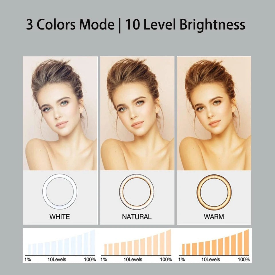 ARO DE LUZ 26 CM (10) CON CON TRIPIE DE 2.1m